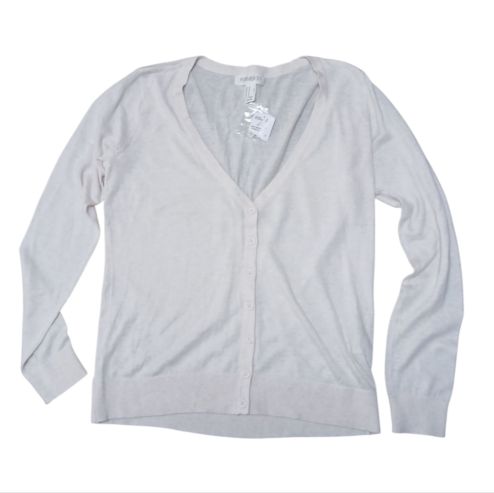Forever 21 Light Cream Cardigan Sweater - Picture 1 of 7